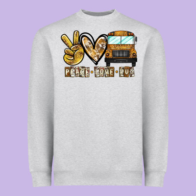 Peace Love Bus Heavyweight Sweatshirt Designed By Cowhidedigitalart