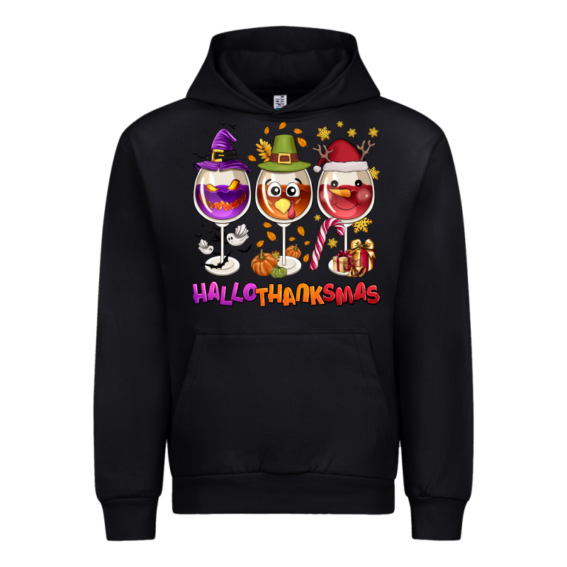 Hallothanksmas Wine Glasses Urban Hoodie by NancyCooperArtShop | Teevron