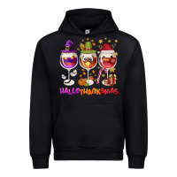 Black Hallothanksmas wine glasses Urban Hoodie - NancyCooperArtShop