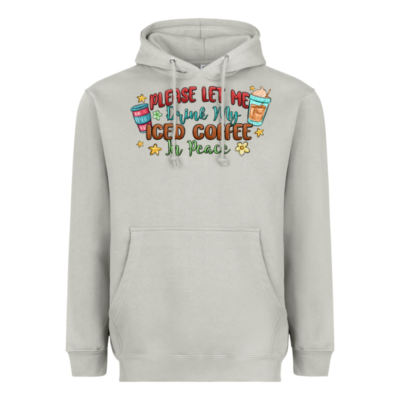 Please Let Me Drink My Iced Coffee In Peace Heavyweight Hoodie by MaliasSmallBusiness | Teevron