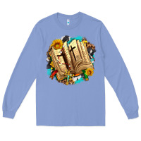 Colony Blue cross with bible and sunflowers Long Sleeve Tee - AdoDesignShop
