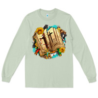 Matcha cross with bible and sunflowers Long Sleeve Tee - AdoDesignShop
