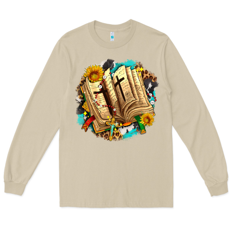 Cross With Bible And Sunflowers Long Sleeve Tee by AdoDesignShop | Teevron