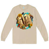 Mushroom cross with bible and sunflowers Long Sleeve Tee - AdoDesignShop