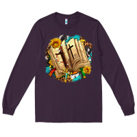 Plum cross with bible and sunflowers Long Sleeve Tee - AdoDesignShop