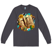 Smoke cross with bible and sunflowers Long Sleeve Tee - AdoDesignShop