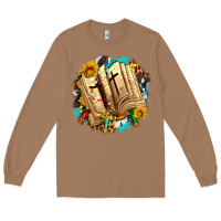 Toasted Coconut cross with bible and sunflowers Long Sleeve Tee - AdoDesignShop
