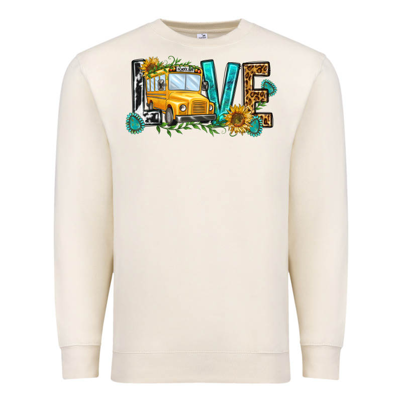 School Bus Love Premium Sweatshirt by NancyCooperArtShop | Teevron