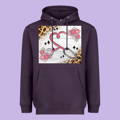 Customized Leopard Floral Nurse Heavyweight Hoodie Designed By Maliassmallbusiness