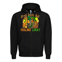 Black dead inside but feeling lucky Zipper Hoodie - NancyCooperArtShop