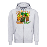Heather Grey dead inside but feeling lucky Zipper Hoodie - NancyCooperArtShop