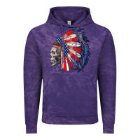 Cloud Purple american indian headdress with skull Vintage Hoodie - RanaPortraitStore