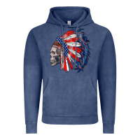 Vintage Denim american indian headdress with skull Vintage Hoodie - RanaPortraitStore