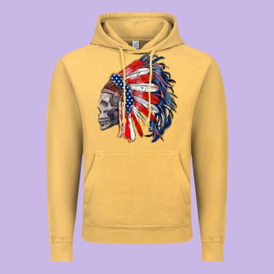 American Indian Headdress With Skull Vintage Hoodie Designed By Ranaportraitstore