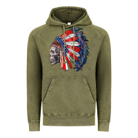 Vintage Olive american indian headdress with skull Vintage Hoodie - RanaPortraitStore
