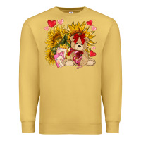 Antique Gold valentines day sunflowers with bear hjf Premium Sweatshirt - NancyCooperArtShop