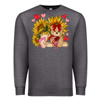 Charcoal Heather valentines day sunflowers with bear hjf Premium Sweatshirt - NancyCooperArtShop