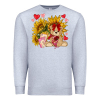 Heather Grey valentines day sunflowers with bear hjf Premium Sweatshirt - NancyCooperArtShop