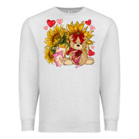 Oatmeal Heather valentines day sunflowers with bear hjf Premium Sweatshirt - NancyCooperArtShop