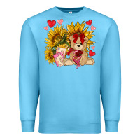 Ocean Blue valentines day sunflowers with bear hjf Premium Sweatshirt - NancyCooperArtShop