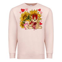 Pale Pink valentines day sunflowers with bear hjf Premium Sweatshirt - NancyCooperArtShop