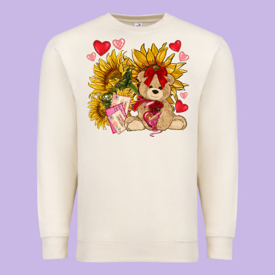 Valentines Day Sunflowers With Bear Hjf Premium Sweatshirt Designed By Nancycooperartshop