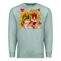 Seafoam valentines day sunflowers with bear hjf Premium Sweatshirt - NancyCooperArtShop