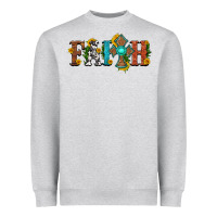 Heather Grey faith with cross and sunflower Heavyweight Sweatshirt - HRA Design Shop