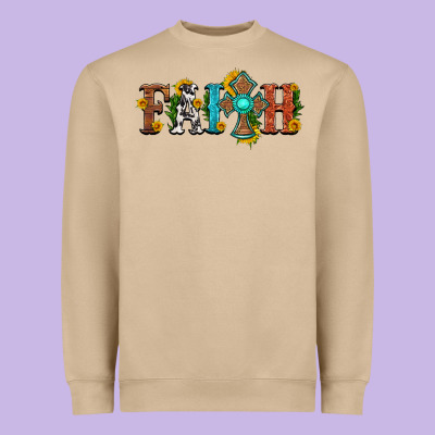 Faith With Cross And Sunflower Heavyweight Sweatshirt Designed By Hra Design Shop