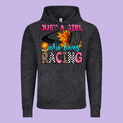 Just A Girl Who Loves Racing Vintage Hoodie Designed By Zillion Design Studio