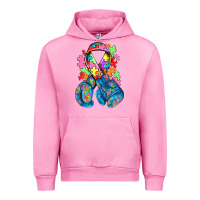 Fuchsia Pink autism awareness with boxing gloves Urban Hoodie - NancyCooperArtShop