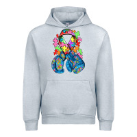 Heather Grey autism awareness with boxing gloves Urban Hoodie - NancyCooperArtShop