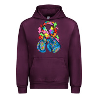 Mauve Wine autism awareness with boxing gloves Urban Hoodie - NancyCooperArtShop
