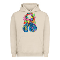 Pigment French Oak autism awareness with boxing gloves Urban Hoodie - NancyCooperArtShop