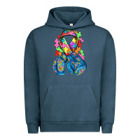 Pigment Midnight Navy autism awareness with boxing gloves Urban Hoodie - NancyCooperArtShop