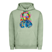Pigment Oil Green autism awareness with boxing gloves Urban Hoodie - NancyCooperArtShop