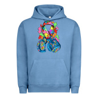 Pigment Pebble Blue autism awareness with boxing gloves Urban Hoodie - NancyCooperArtShop