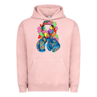 Pigment Salmon autism awareness with boxing gloves Urban Hoodie - NancyCooperArtShop