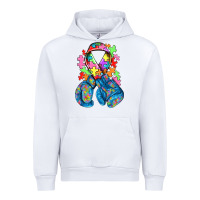White autism awareness with boxing gloves Urban Hoodie - NancyCooperArtShop