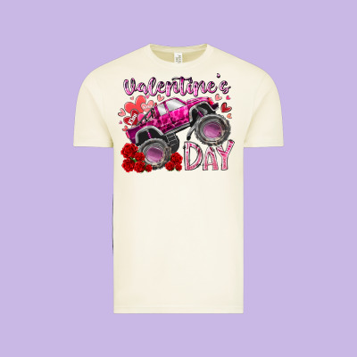 Valentines Day Monster Truck Vintage Tee Designed By Racoondesign