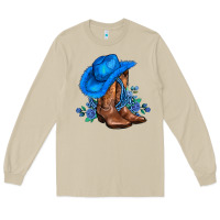 Mushroom valentines day blue boots cowgirl hat and roses Long Sleeve Tee - AdoDesignShop