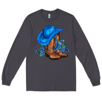 Smoke valentines day blue boots cowgirl hat and roses Long Sleeve Tee - AdoDesignShop