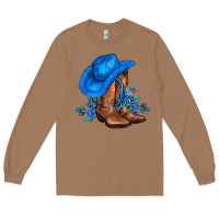 Toasted Coconut valentines day blue boots cowgirl hat and roses Long Sleeve Tee - AdoDesignShop