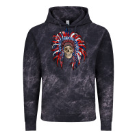 Cloud Black american flag indian headdress with skull Vintage Hoodie - RanaPortraitStore