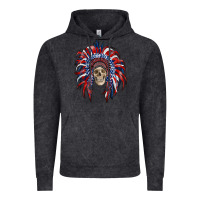 Vintage Black american flag indian headdress with skull Vintage Hoodie - RanaPortraitStore