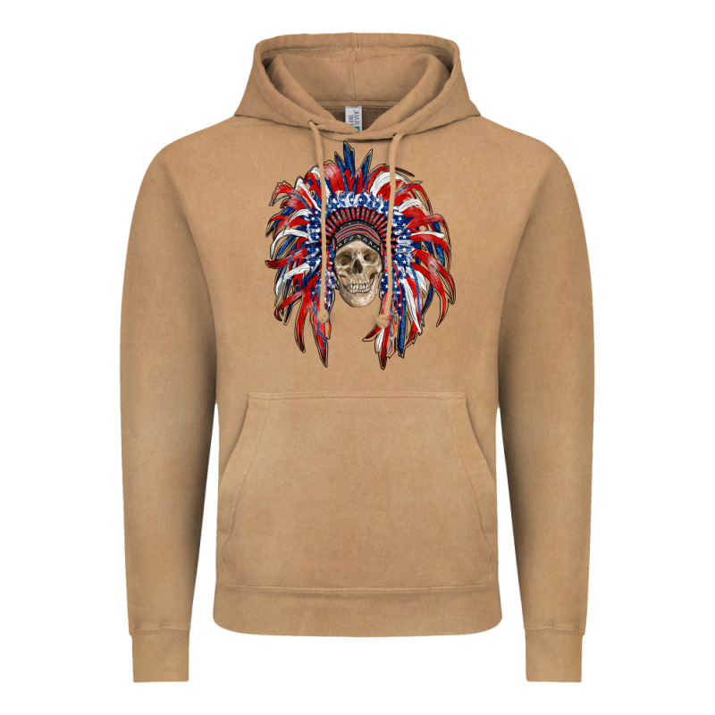 American Flag Indian Headdress With Skull Vintage Hoodie by RanaPortraitStore | Teevron