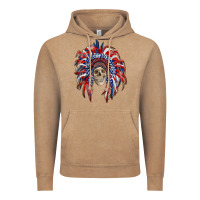 Vintage Coffee american flag indian headdress with skull Vintage Hoodie - RanaPortraitStore