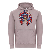 Vintage Zinc american flag indian headdress with skull Vintage Hoodie - RanaPortraitStore