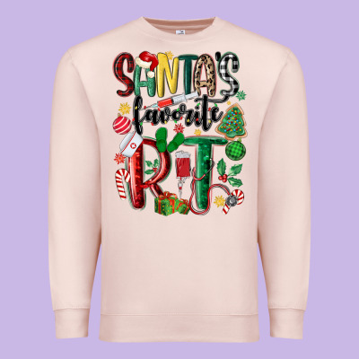 Santas Favorite Rt Nurse Premium Sweatshirt Designed By Maliassmallbusiness