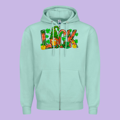 Luck With Gnome And Beer Zipper Hoodie Designed By Nancycooperartshop
